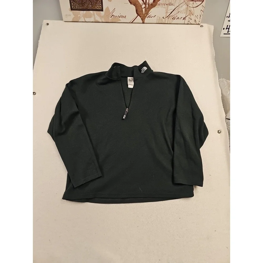 North Face Sweater Mens M‎ Green Quarter Zip Pullover Sweatshirt Outdoors